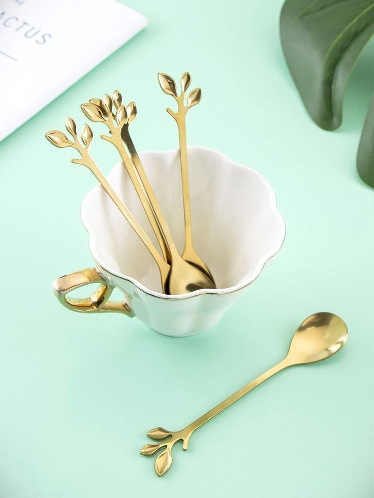 قاشق چای برگ طلایی 6عددی
